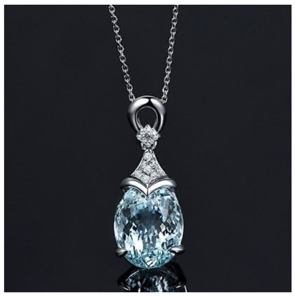 aimee's Jewelry - AQUAMARINE GEMSTONE NECKLACE DECEMBER BIRTHSTONE